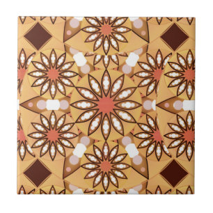 Carreau Mandala motif, bronzage caramel, chocolat