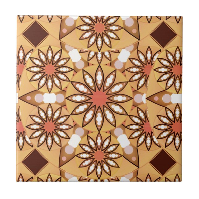 Carreau Mandala motif, bronzage caramel, chocolat (Devant)