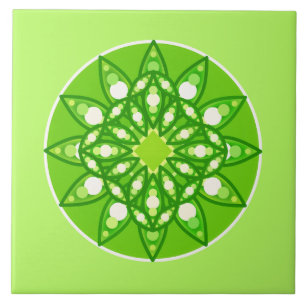 Carreau Mandala motif dans les tons vert citron