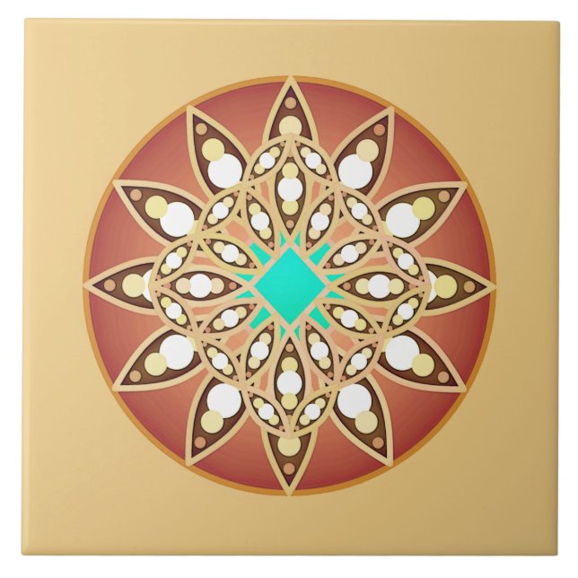 Carreau Mandala motif en caramel et chocolat (Devant)