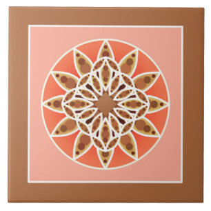 Carreau Mandala motif en chocolat, caramel et corail