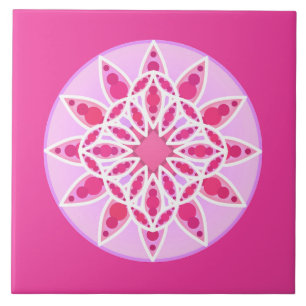Carreau Mandala motif en rose fushia blanc