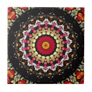 Carreau Mandala noir et rouge magique