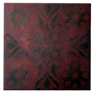 Carreau mandala noir romantique élégante céramique