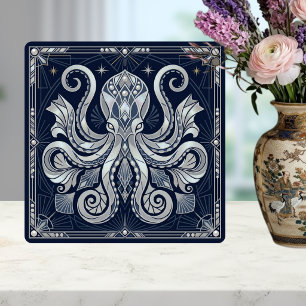 Carreau Mandala Octopus en Argent Art Déco Kraken