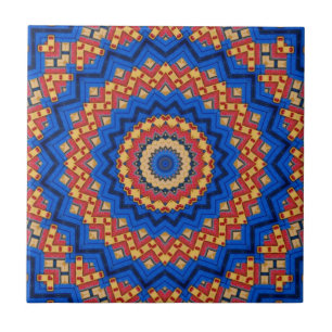 Carreau Mandala orange bleu
