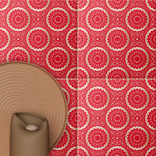 Carreau Mandala Oriental Royal Motif Or Et Rouge