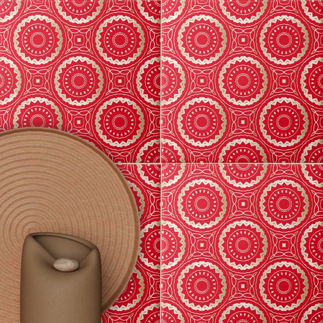 Carreau Mandala Oriental Royal Motif Or Et Rouge (Créateur téléchargé)