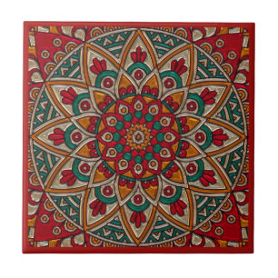 Carreau Mandala. riche et rouge