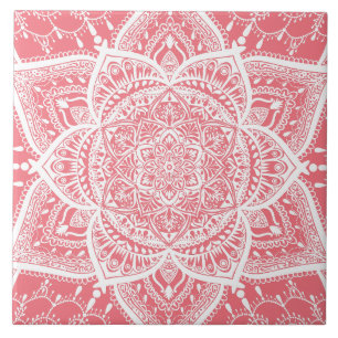Carreau Mandala rose et blanc - Loerganen Peach