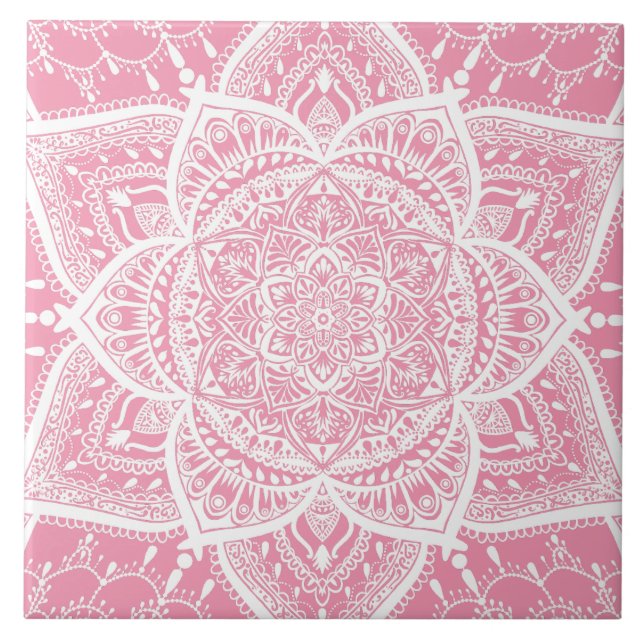 Carreau Mandala rose et blanc - Loergany à Jasmine (Devant)