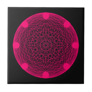 Carreau Mandala rose néon sur mesure sur carrelage en céra
