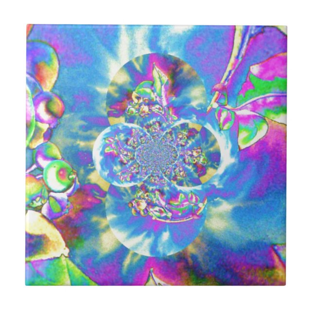 Carreau Mandala solaire Blueberry (Devant)