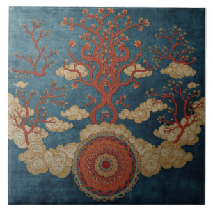 Carreau Mandala sous les arbres nuageux