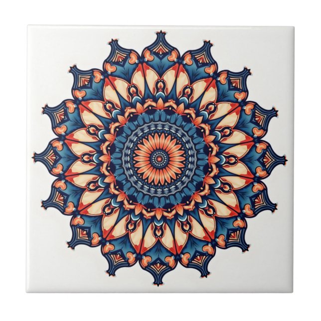 Carreau Mandala sur blanc (Devant)