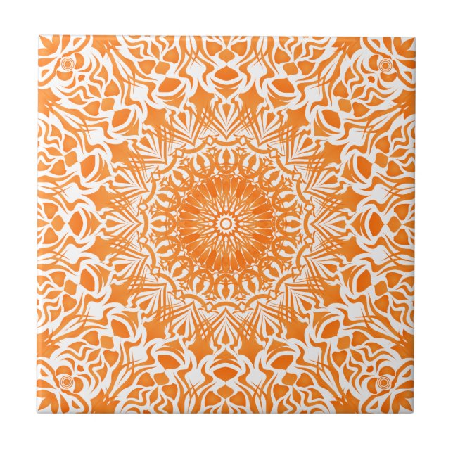 Carreau Mandala Tribal Orange (Devant)