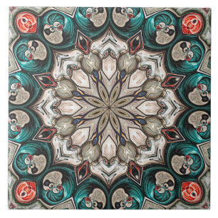 Carreau Mandala Turquoise Abstraite