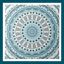 Mandala Turquoise côtier et sable inspirée de l'oc