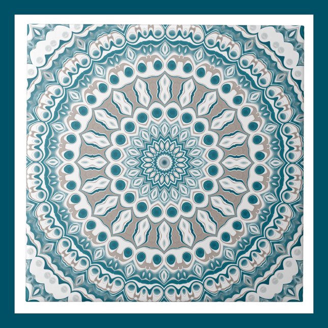 Carreau Mandala Turquoise côtier et sable inspirée de l'oc (Créateur téléchargé)