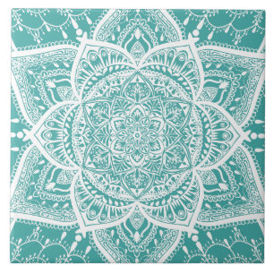 Carreau Mandala turquoise et blanc - Loerganen Spruce Bleu