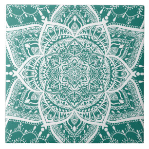 Carreau Mandala turquoise et blanc - Loergann à Eucalyptus