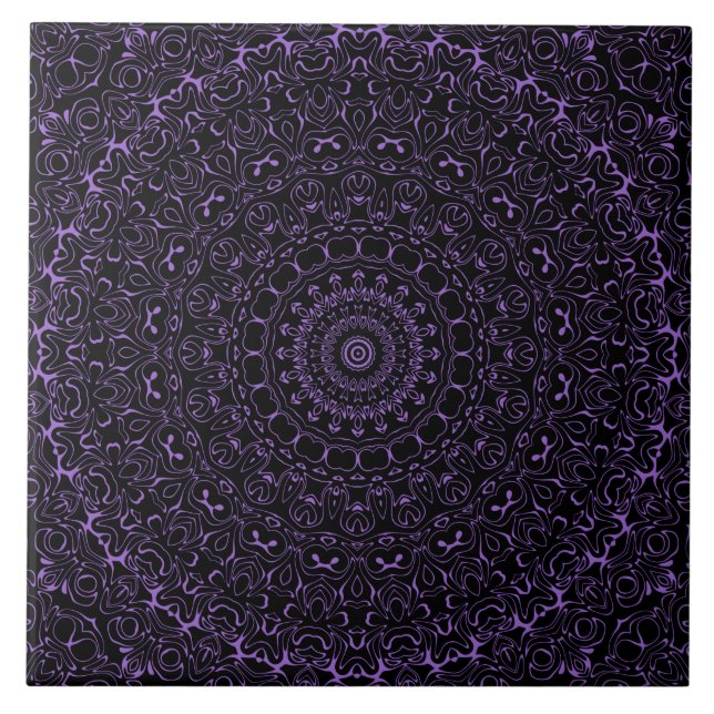 Carreau Mandala Violet Améthyste à la Symétrie Intriquée (Devant)