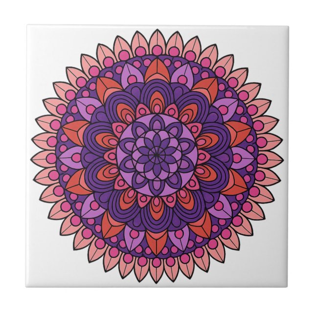 Carreau Mandala violet et rose (Devant)