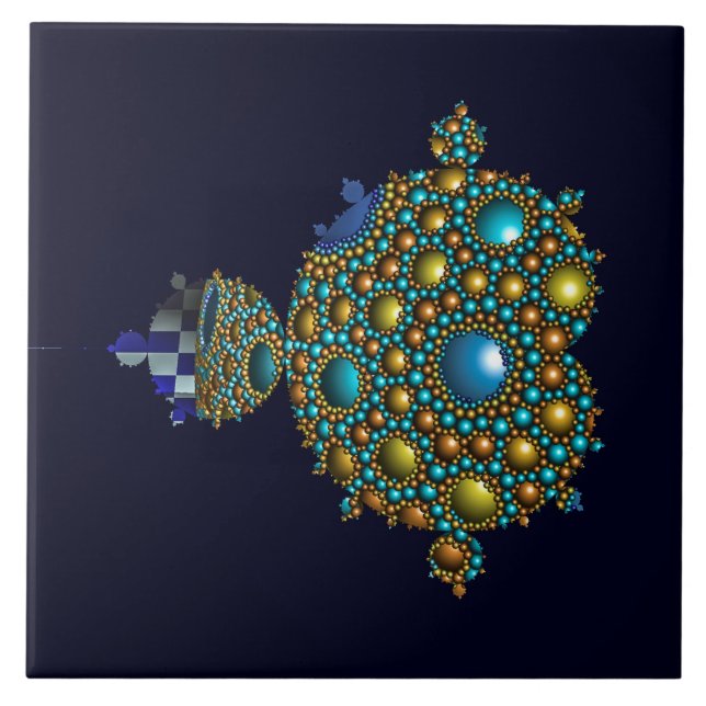 Carreau Mandelbrot Fractal Apollonian Sphere Blue Gold (Devant)