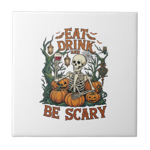 Carreau Manger Boire Être Squelette Épouvantable Halloween
