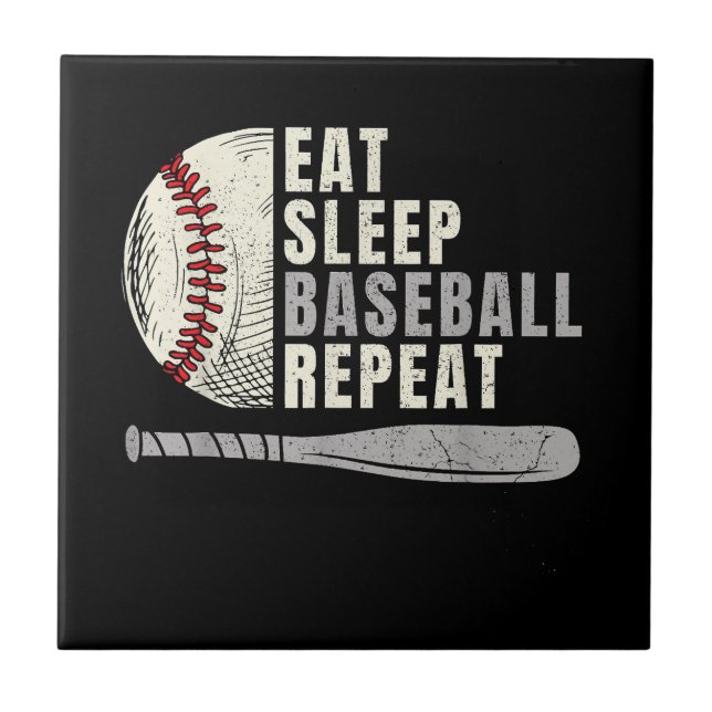 Carreau Manger Dormir Baseball Répéter Drôle Joueur de Bas (Devant)