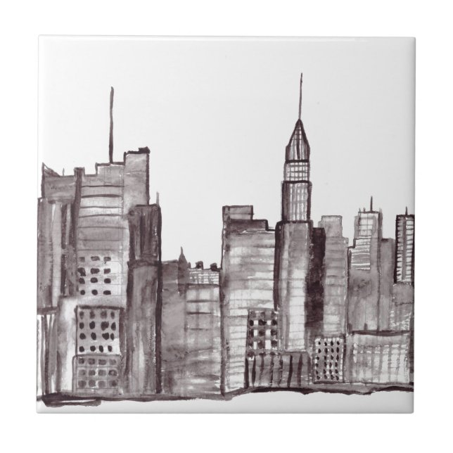 Carreau Manhattan New York aquarelle (Devant)