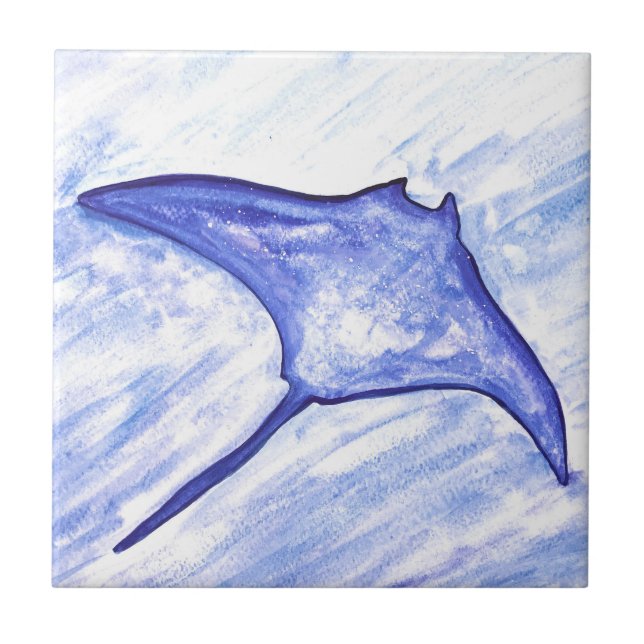 Carreau Manta Ray Sting Poisson Aquarelle Océan tropical (Devant)