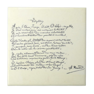 Carreau manuscrit autographe de Voyelles (Rimbaud) Céramiq