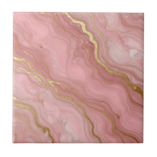 Carreau Marbre Abstrait Luxueux en Or Rose