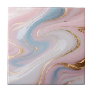 Carreau Marbre Abstrait Tourbillon Rose Bleu Or