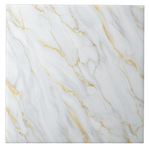 Carreau Marbre Blanc avec Motif de Veine d'Or