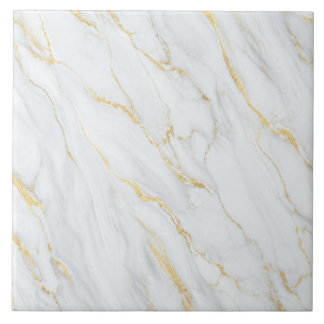 Carreau Marbre Blanc avec Motif de Veine d'Or