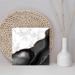 Carreau Marbre blanc Black Agate Rose Gold Parties scintil<br><div class="desc">Marbre blanc et agate noire élégante taillée avec parties scintillant en or rose se marient dans ce luxueux carrelage en céramique.</div>
