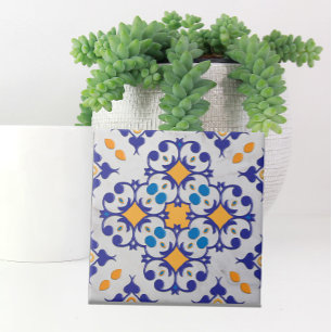 Carreau Marbre blanc bleu orange Motifs portugais