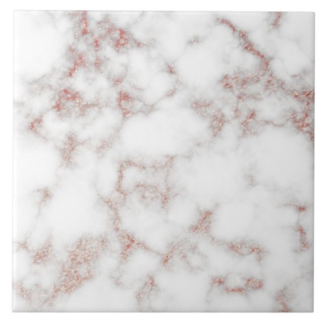 Carreau Marbre blanc Carrara Rose Parties scintillant or T (Devant)