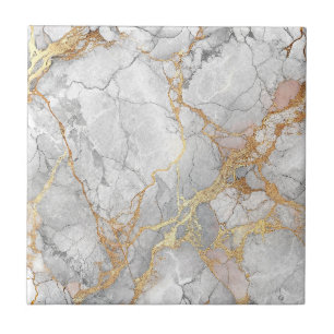 Carreau Marbre blanc de luxe pierre & motif de veine d'or