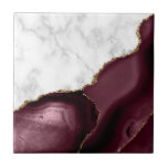 Carreau Marbre blanc de Parties scintillant de la Bourgogn<br><div class="desc">Marbre blanc et agate bordeaux élégants, parés de parties scintillant en faux or, se marient dans ce luxueux carrelage en céramique.</div>