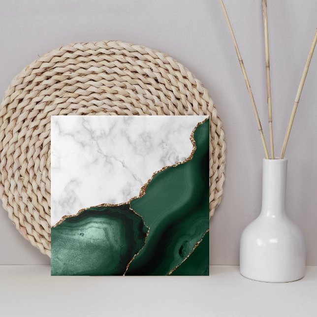 Carreau Marbre Blanc Doré Agate Vert Emeraude (Créateur téléchargé)
