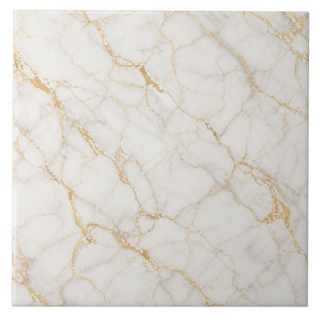 Carreau Marbre Blanc Or Luxe Motif Sans Couture (Devant)