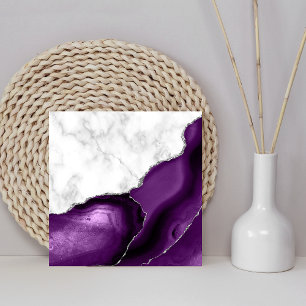 Carreau Marbre Blanc Pailleté d'Argent Agate Pourpre