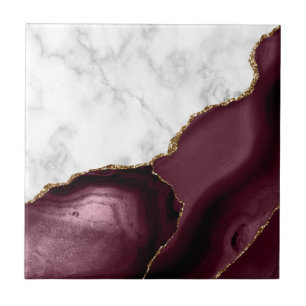 Carreau Marbre Blanc Paillettes d'Or Agate Bourgogne