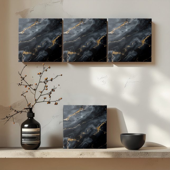 Carreau Marbre bleu-noir paillettes dorées ID1172a (Créateur téléchargé)