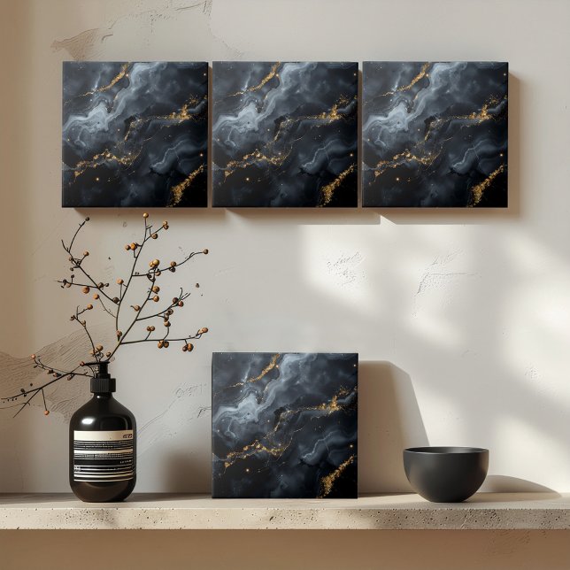 Carreau Marbre bleu-noir paillettes dorées ID1172b (Créateur téléchargé)
