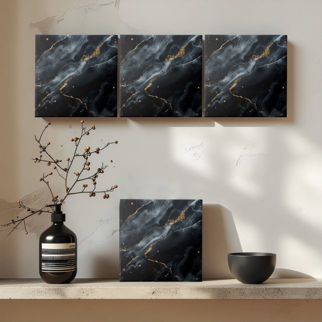 Carreau Marbre bleu-noir paillettes dorées ID1172c (Créateur téléchargé)
