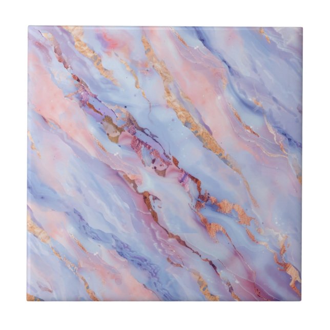 Carreau Marbre fluide violet délicat avec quelques dorures (Devant)